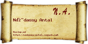 Nádassy Antal névjegykártya